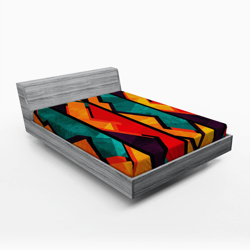 Microfiber Abstract Fitted Sheet, Twin Fitted Sheet