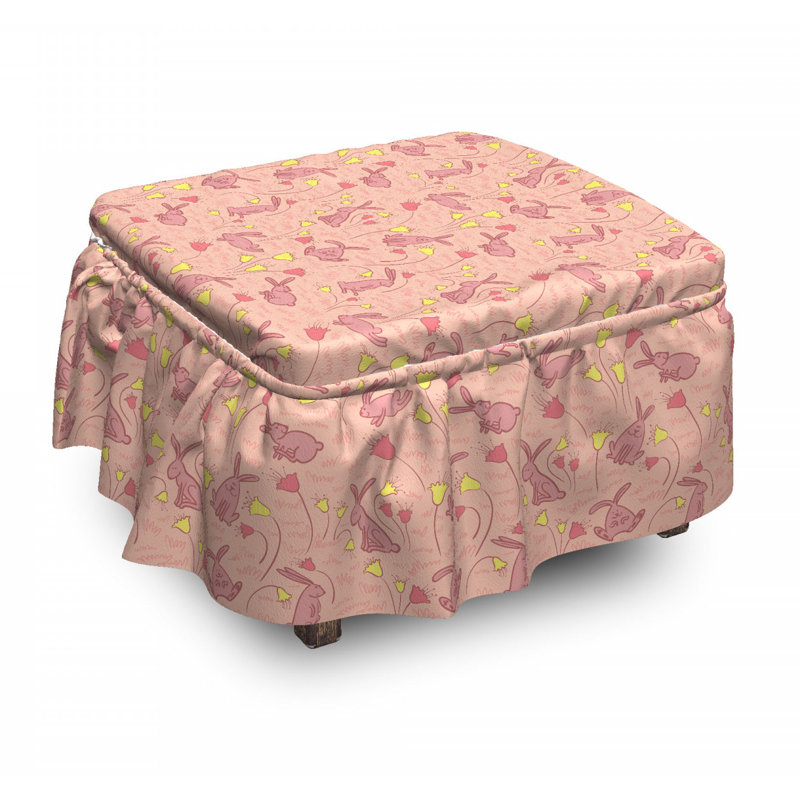 Housse pour repose-pieds bunnnies et fleurs