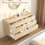 Commode 6 tiroirs double l 47,2 po avec bords arrondis, commode de chambre à coucher, commode en bois-275250559