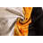 Handmade Velvet Striped Throw Pillow - 20X20, Bold White, Gold, Orange, And Black Design With Down Feather Insert
