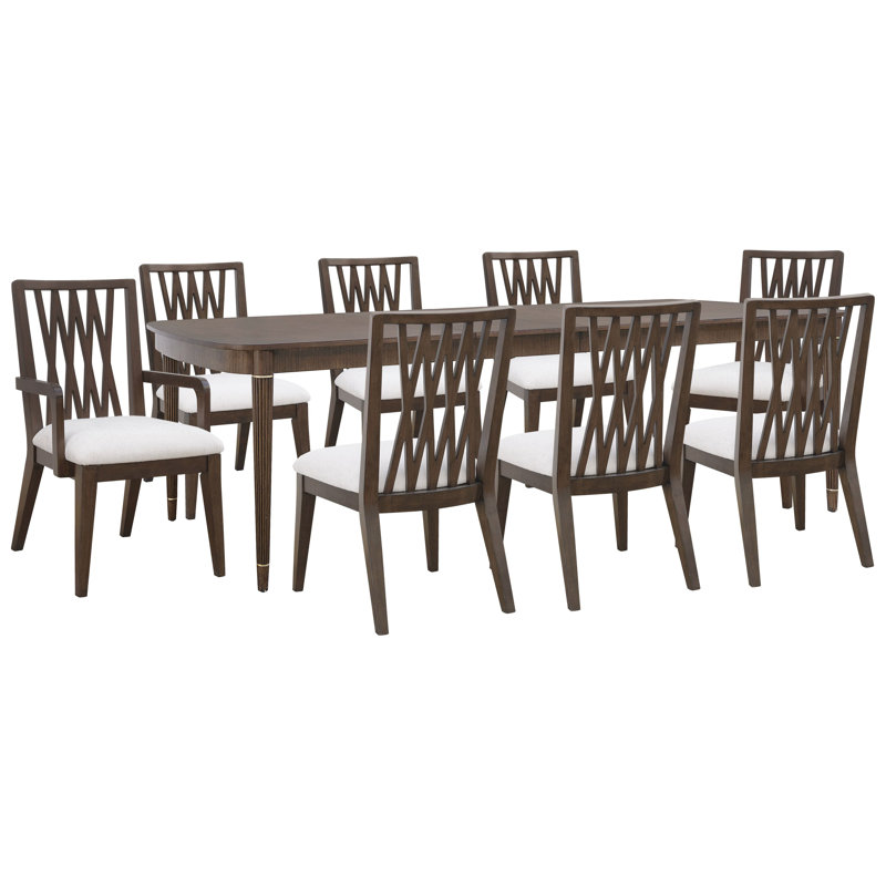 Leg Dining Table, 9 pièces : table, 8 chaises