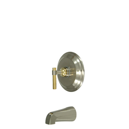 Milano Single Handle Wall Mounted Tub Spout, Brushed Nickel/Polished Brass