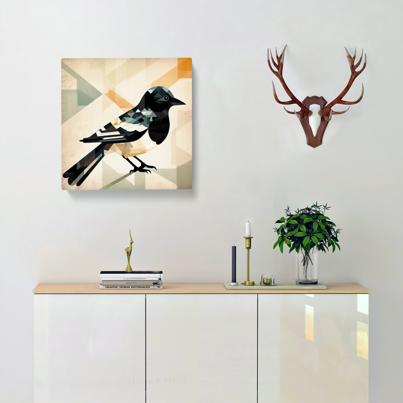 Magpie Bauhaus No.1 - Wrapped Canvas, 35cm H x 35cm W x 3cm D