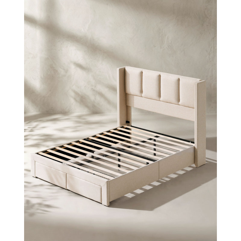 Drawers Bed Frame, Beige