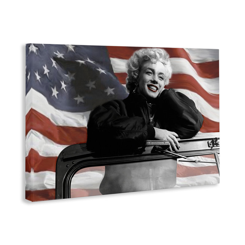 Art mural Marilyn & Waving Flag par Jadei, H 20 po x l 30 po