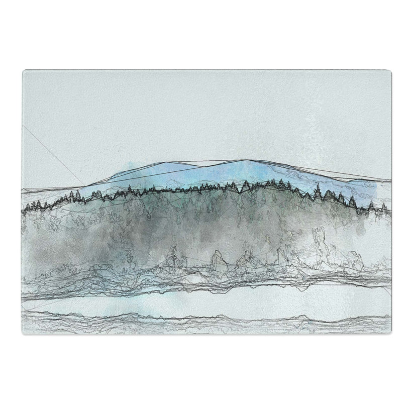 Glass Fir Tree Forest in Abstract Chopping Board, 28.5 cm W x 20 cm L