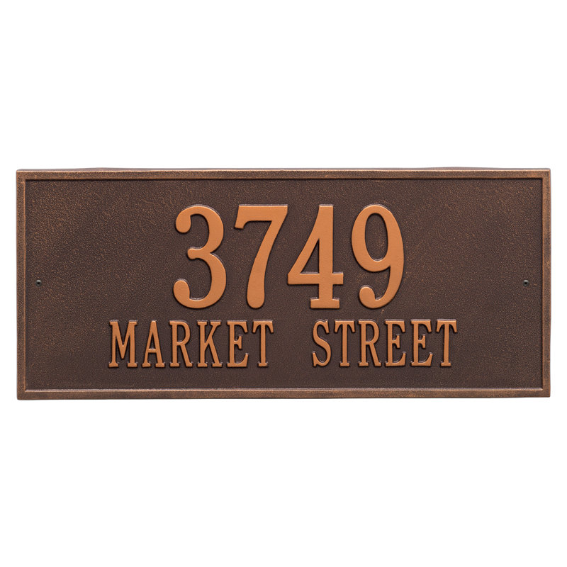 Plaque d'adresse murale sur 2 lignes Hartford, Cuivre antique, Oui