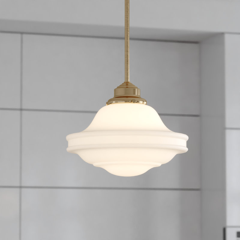 Owen 1 - Light Single Pendant, Milk Glass, Natural Brass