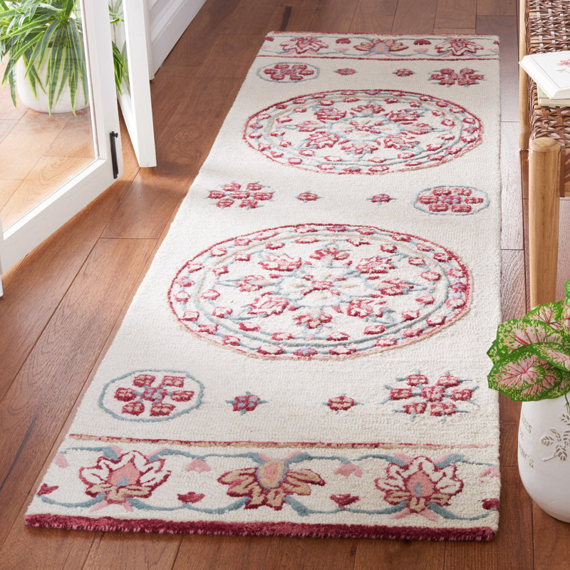 Tapis floral en laine touffeté à la main Daishawn, Tapis de couloir 2 pi 3 po x 8 pi