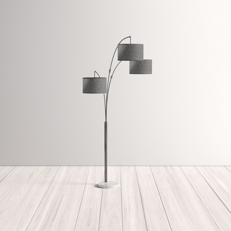 211cm Tree Floor Lamp, Brushed Steel Base/Gray Shade