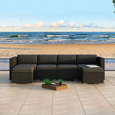 Suffern 6 Piece Sunbrella Sectional Set with Cushions -  Wade LoganÂ®, C3CBAA54AAAD42E2BD1BF2E90AA0D059