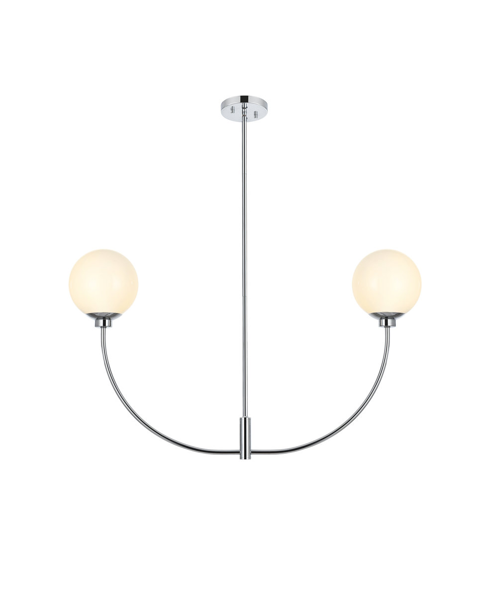 Kyle 2 - Light Metal Chandelier, 21" H x 36" W x 7" D, Chrome