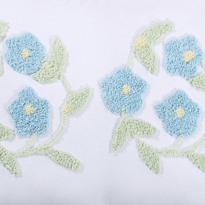 Ensemble de couvre-lit touffeté 100% coton Bloomfield, Bleu, Couvre-lit très grand + 6 pièces supplémentaire