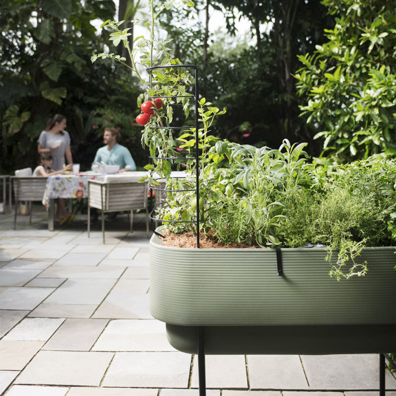 Nest Alpine White 22" x 44" Raised Planter with Steel Legs