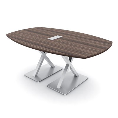 Pavert Arc Boat Conference Table with Metal X Base | Electrical Unit