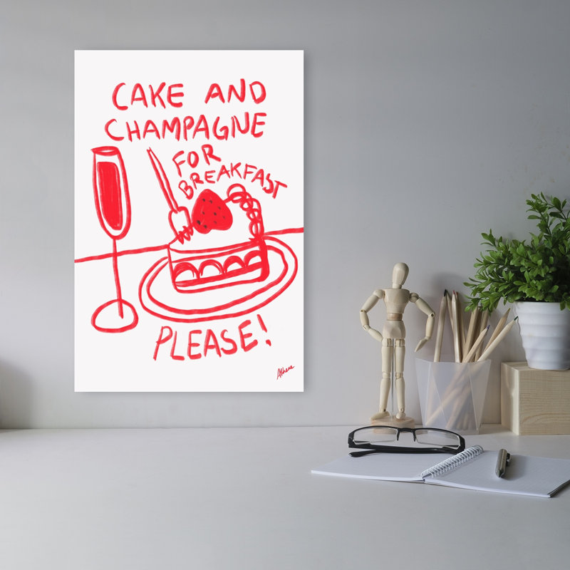 «Cake Breakfast Playful Whimsical Contemporary», reproduction d'art mural, 18" H x 12" W