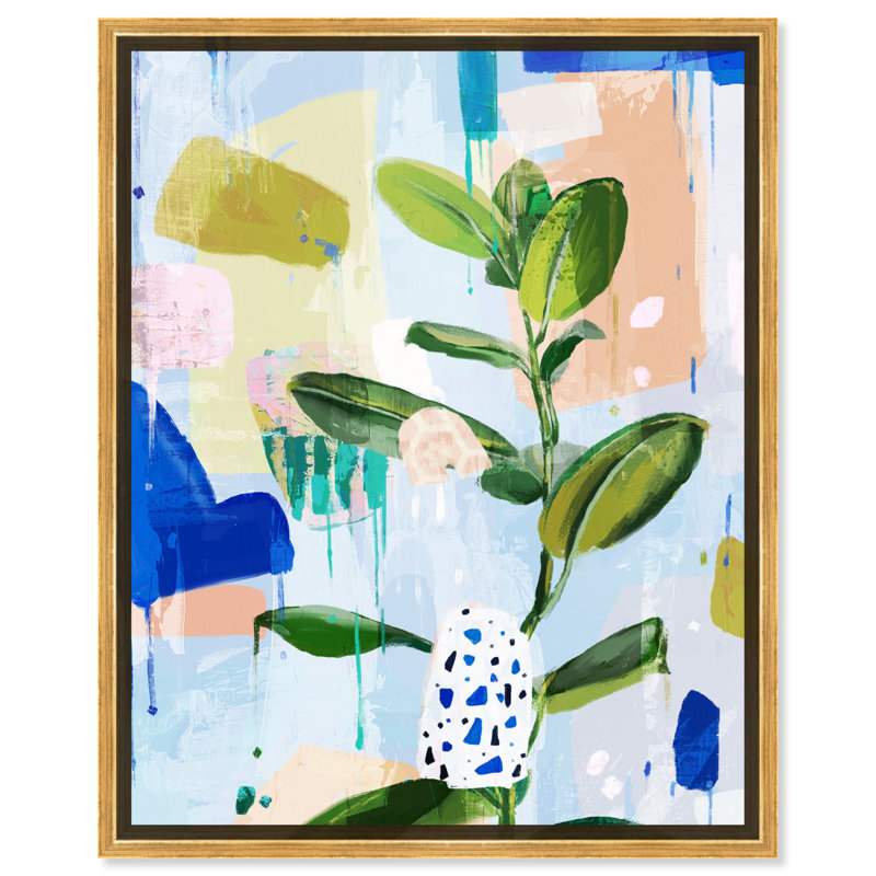 Art abstrait sur toile Botanica, H 25 po x l 21 po, Cadre noir