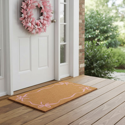 Pink Sweet Bow Border Doormat, 17" x 29"