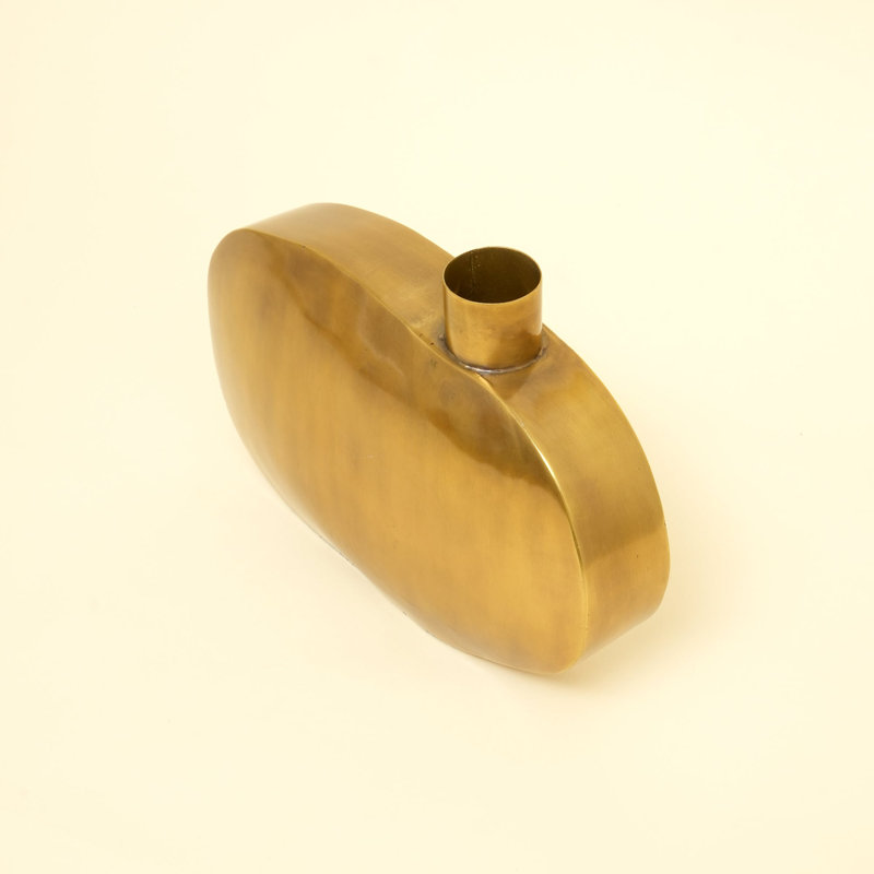 Steel Floor Vase, overall height- 18", Gold