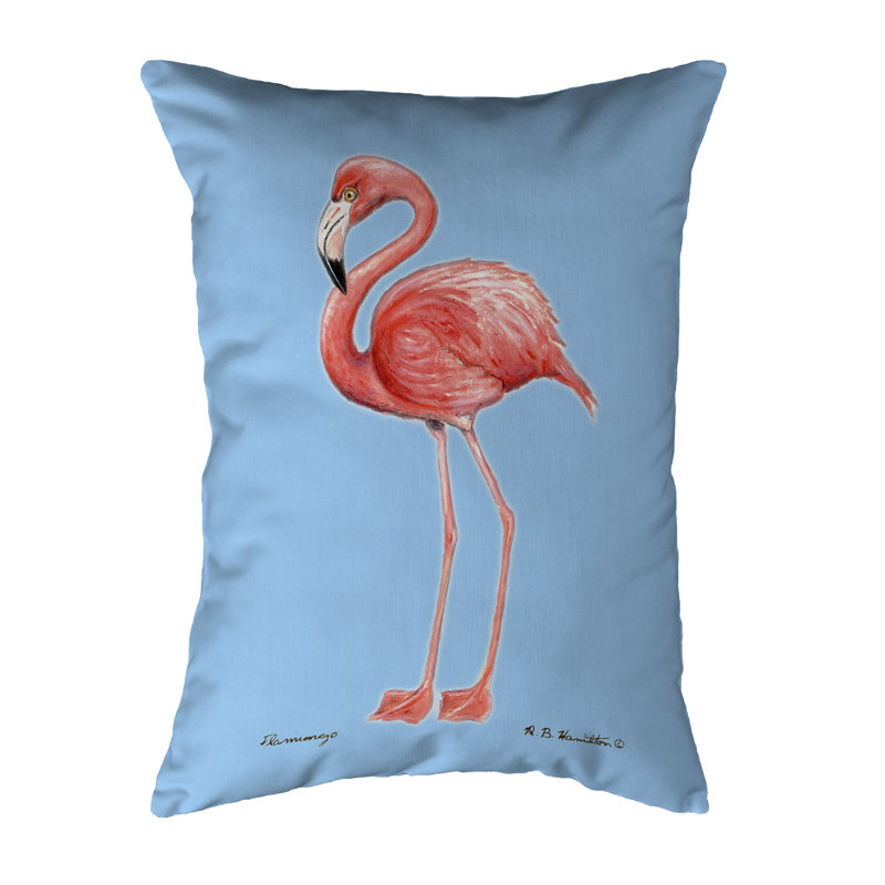 Light Blue Flamingo Indoor/Outdoor Reversible Throw Pillow