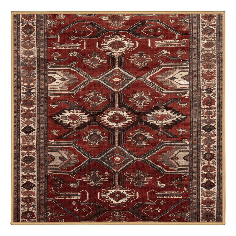 Tapis brun lavable à la machine, Carré 7 pi