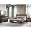 Lit double en gris scintillant, tête de lit à panneau et deux tiroirs, bois massif et perceptible, décorations en cristal de taille grise - + 2 56,06 po X P 51,54 po-579122620