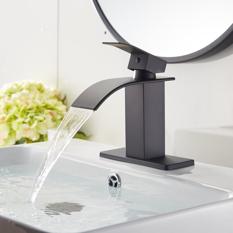 Single-Hole Single-handle Bathroom Faucet with Drain Assembly, Matte Black