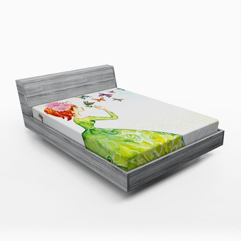 Drap-housse en microfibre Butterfly, Drap-housse pour lit double