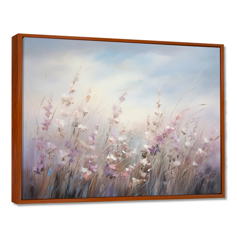 Fleurs murales mauves Whispering Breeze II - art mural fleurs sauvages pour le salon, H 34 po x l 44 po x P 1,5 po