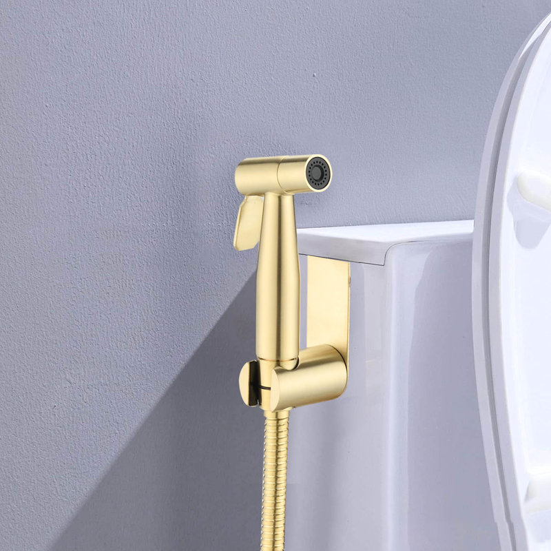Brushed Gold Metal Bidet Handheld - Hygienic Toilet Accessory With Adjustable Spray Settings For Convenient Use Hygiene Metal, Rust And Corrosion Long-Term Durability