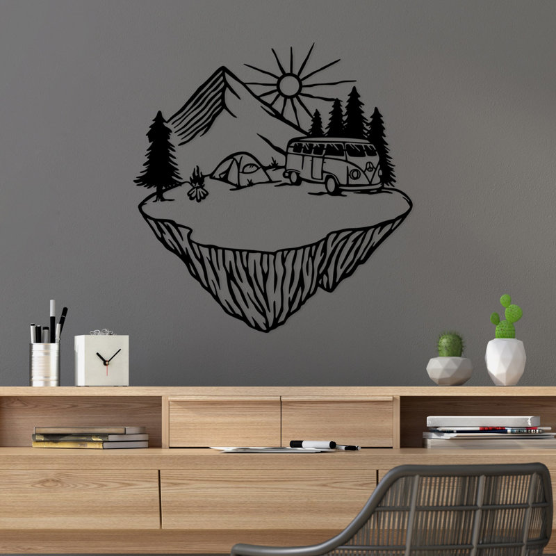 Accessoire mural élégant en métal, finition noire, 26,4 po x 27,6 po | 100% métal, épaisseur: 0,06 pouce | Léger à 1,6 lb, facile à suspendre | Parfait pour la décoration intérieure, l'art mural moderne et chic
