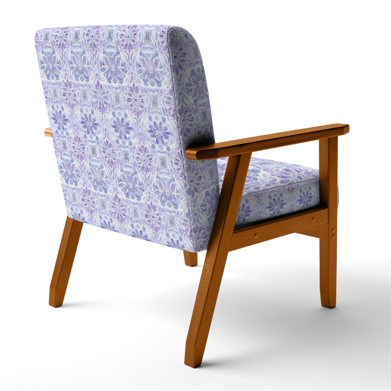 Chaise rembourrée Boho - Fauteuil Mandala, Accoudoirs carrés bruns