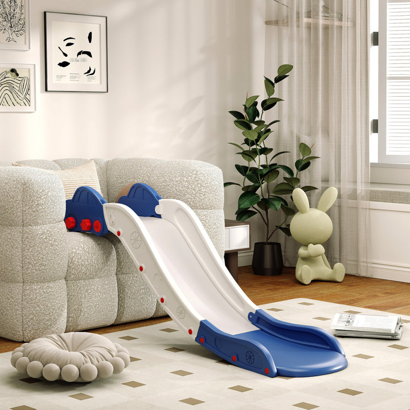 Glissade intérieure ludique, bleu - longueur 63 po, glissade peu encombrante, capacité de 66 lb, glissade en douceur