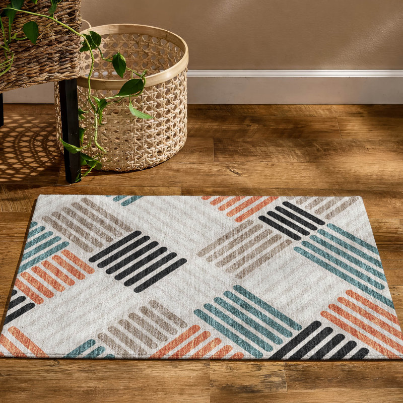 Premium Machine Washable Mayfield AMF2339 Geometric Rug, 1'8" x 2'6", Dune