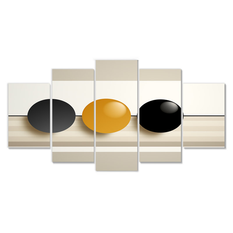 «Geometric Momentum Moon Balance - Minimalisme», art mural 5 pièces