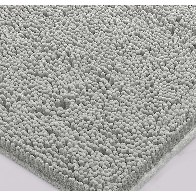 Ensemble de 2 tapis de salle de bain en chenille moelleux et moelleux, Gris clair
