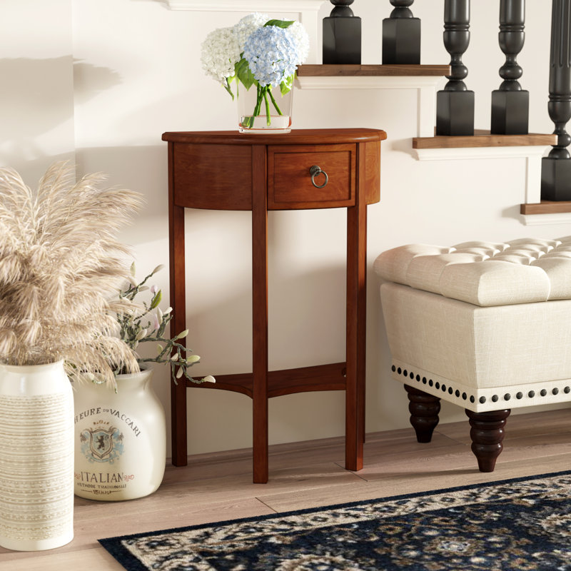 Wilfredo Solid and Manufactured Wood Top Console Table with Solid Wood Base , Pecan, Pecan
