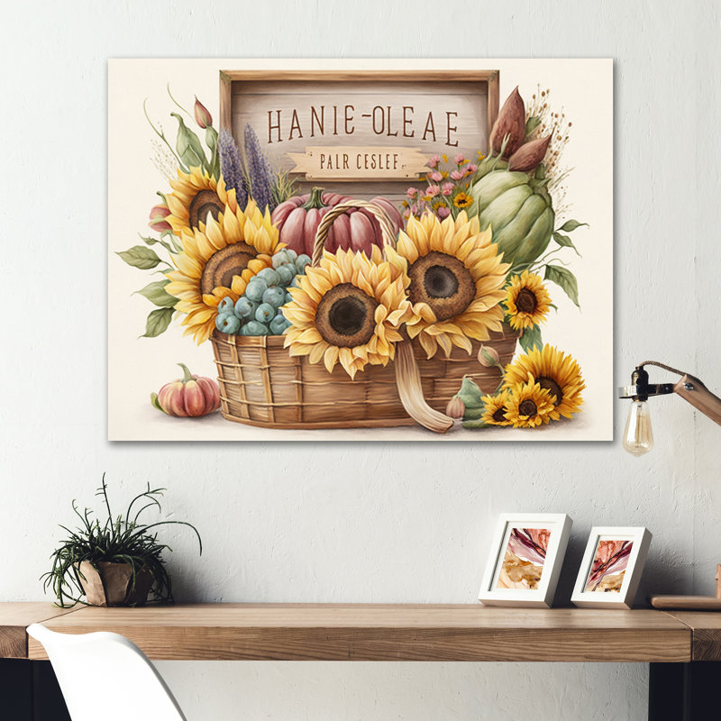 «Flowers and Fruit in Basket I», reproduction sur toile, H 24 po x l 32 po x P 1 po, Toile tendue