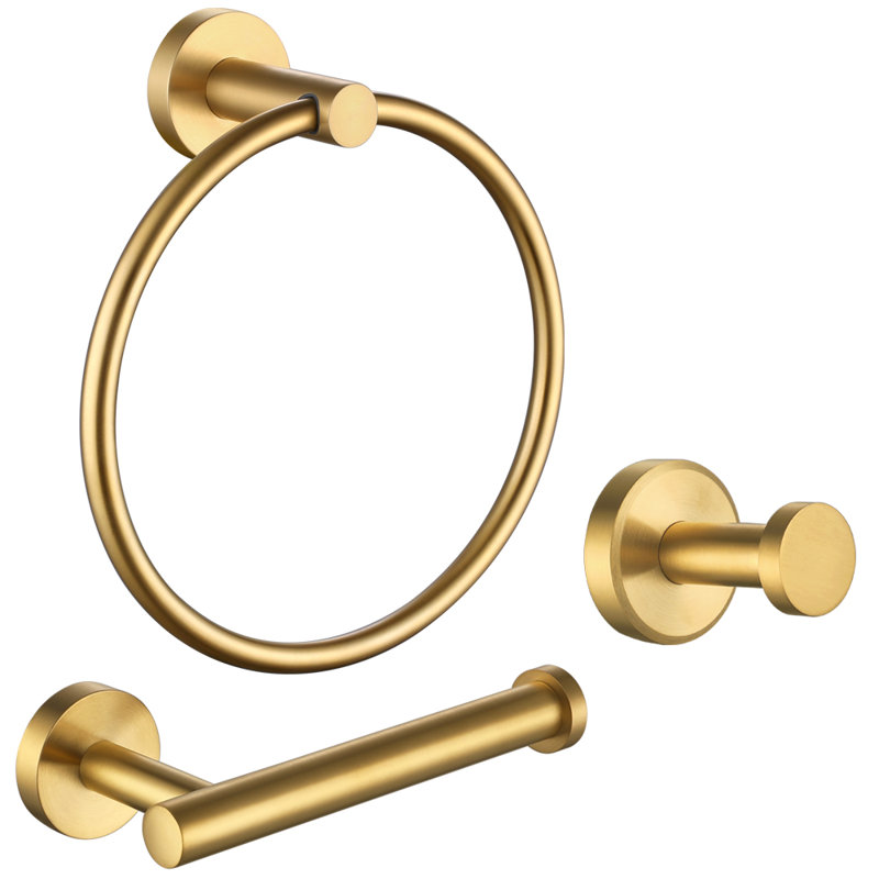 Ensemble de 3 pièces de quincaillerie de salle de bain (ensemble de 3), Or brossé