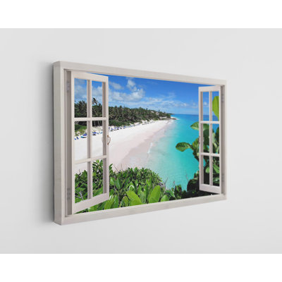 Exotic Ocean and Beach View From Window Canvas Print