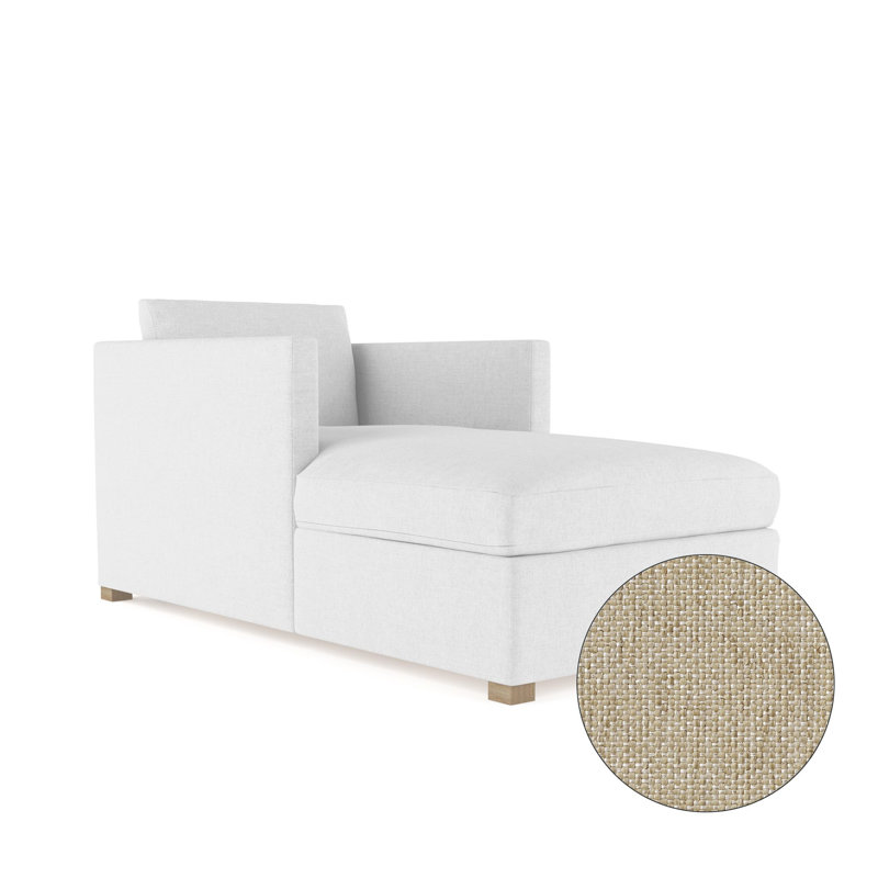 Chaise longue Madison, Velours moelleux huître, Patiné