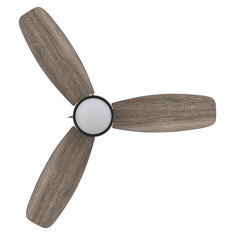 52" DC Motor Pull-chain 3 Blades Ceiling Fan with Light, Downrod, and Golden Trim