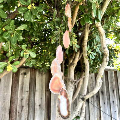 Carillon rouge en agate rouge, décor de jardin en agate naturelle