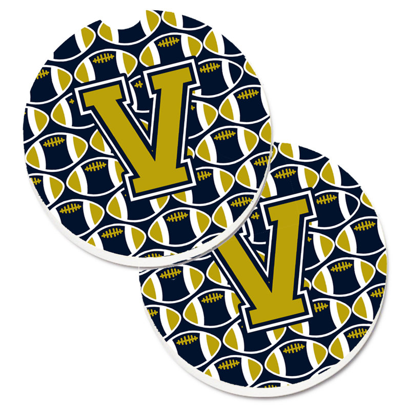 Sous-verre de football, V, Or / Bleu