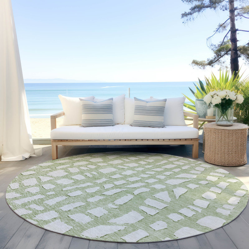 Tapis intérieur / extérieur en polyester tissé à la machine Lamanna, Rond 8 pi
