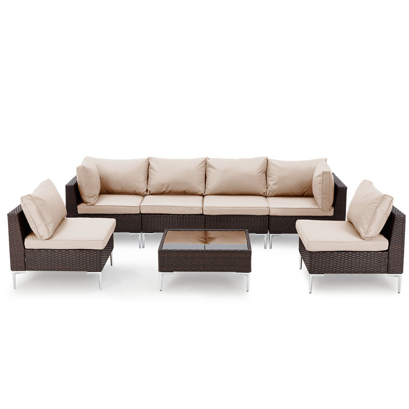 Eirwyn 6 - Person Patio Conversation Set with Cushions, Khaki