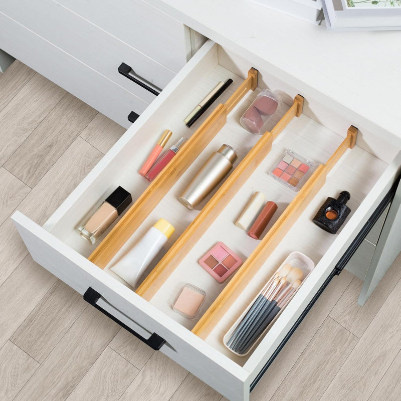 6-Pack Adjustable Bamboo Drawer Dividers
