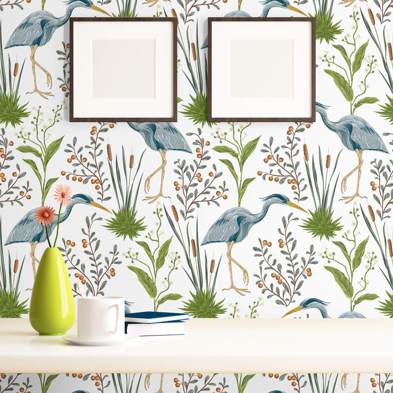 Panneau de papier peint adhésif à motif d'oiseau Aalin, L 48 po x l 24 po