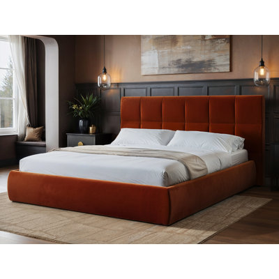 Mika Ottoman Bed Burnt Orange Velvet Double