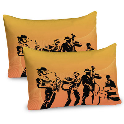 Ambesonne Yellow Black Pillow Sham 2 Pack Jazz Quartet Stage  Mustard Black -  pil-2_16691_26x20